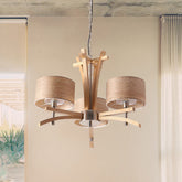 Modernist Wood Pendant Chandelier - Beige Radial Ceiling Light with 3/6 Suspended Lights and Shade - This contemporary modernist Beige Radial Ceiling Chandelier offers a stylish way to accentuate any home decor. The modernist chandelier is crafted wit